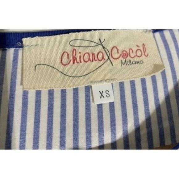 Chiara Cocol Women’s Striped Mixed Media Cardigan XS Navy, White & Orange - Picture 8 of 13